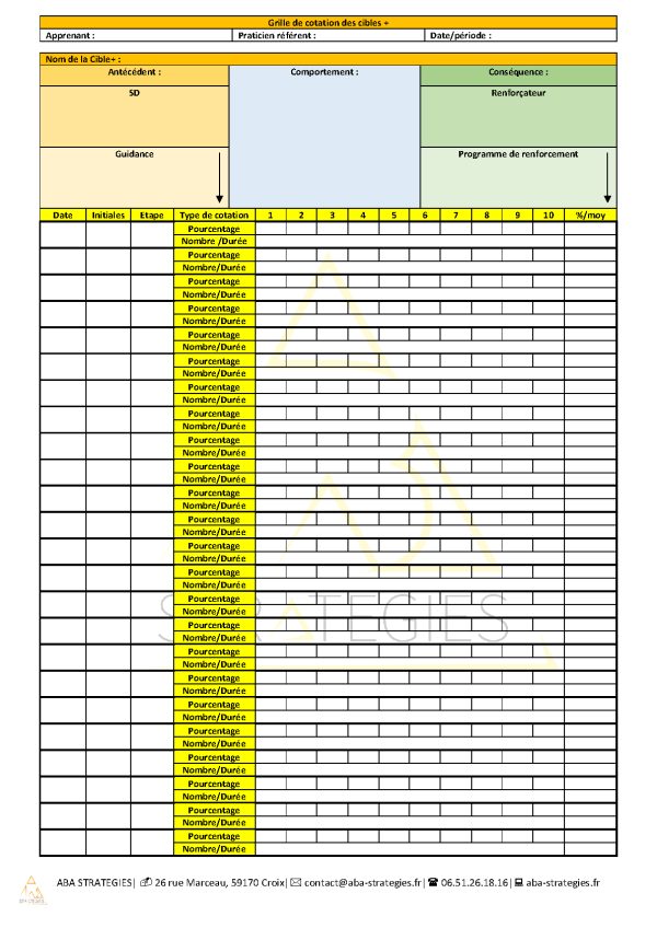 Grille de cotation programmes d&rsquo;apprentissages, version intégrale