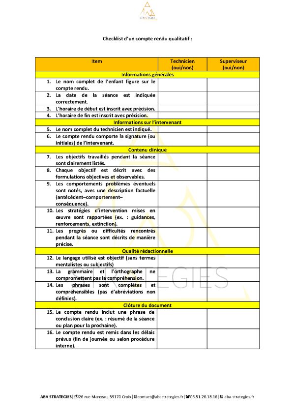 Checklist pour un compte rendu qualitatif